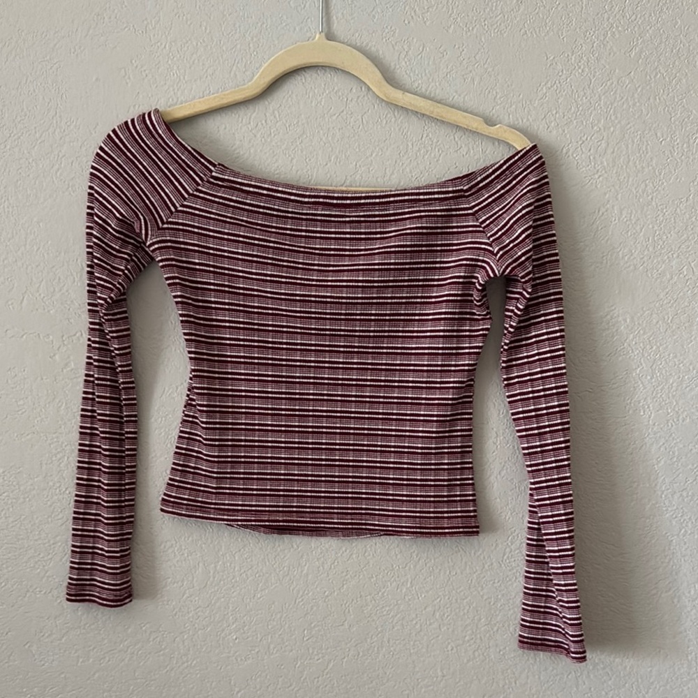 Ambiance Red and White Ribbed Crop Top